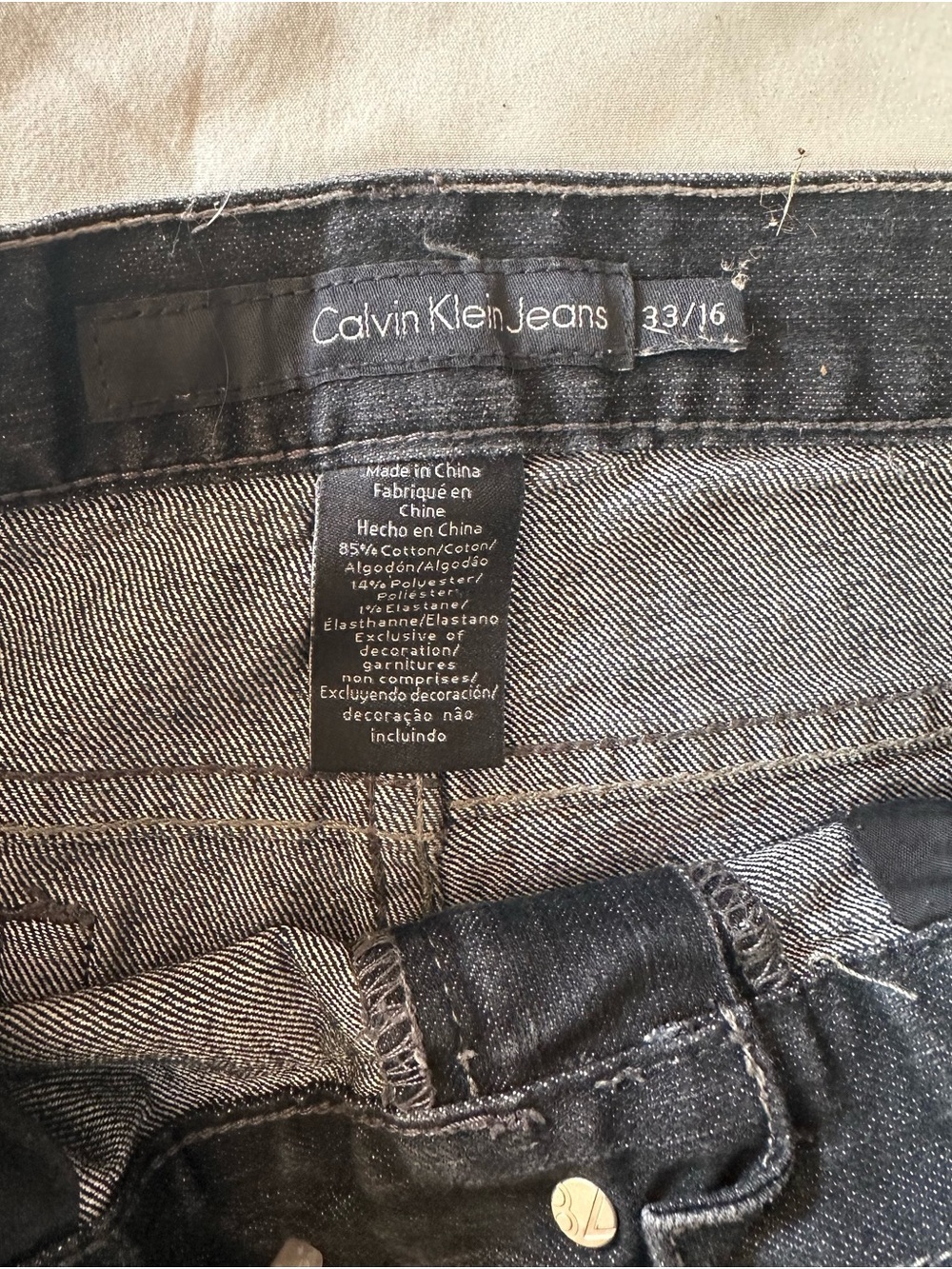 Calvin Klein Black Distressed Rolled Hem Jean Shorts - Picture 5 of 5